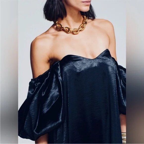 New Caroline Constas Palmer Off The Shoulder Navy Maxi Dress Evening Gown NWT XS - Picture 3 of 10